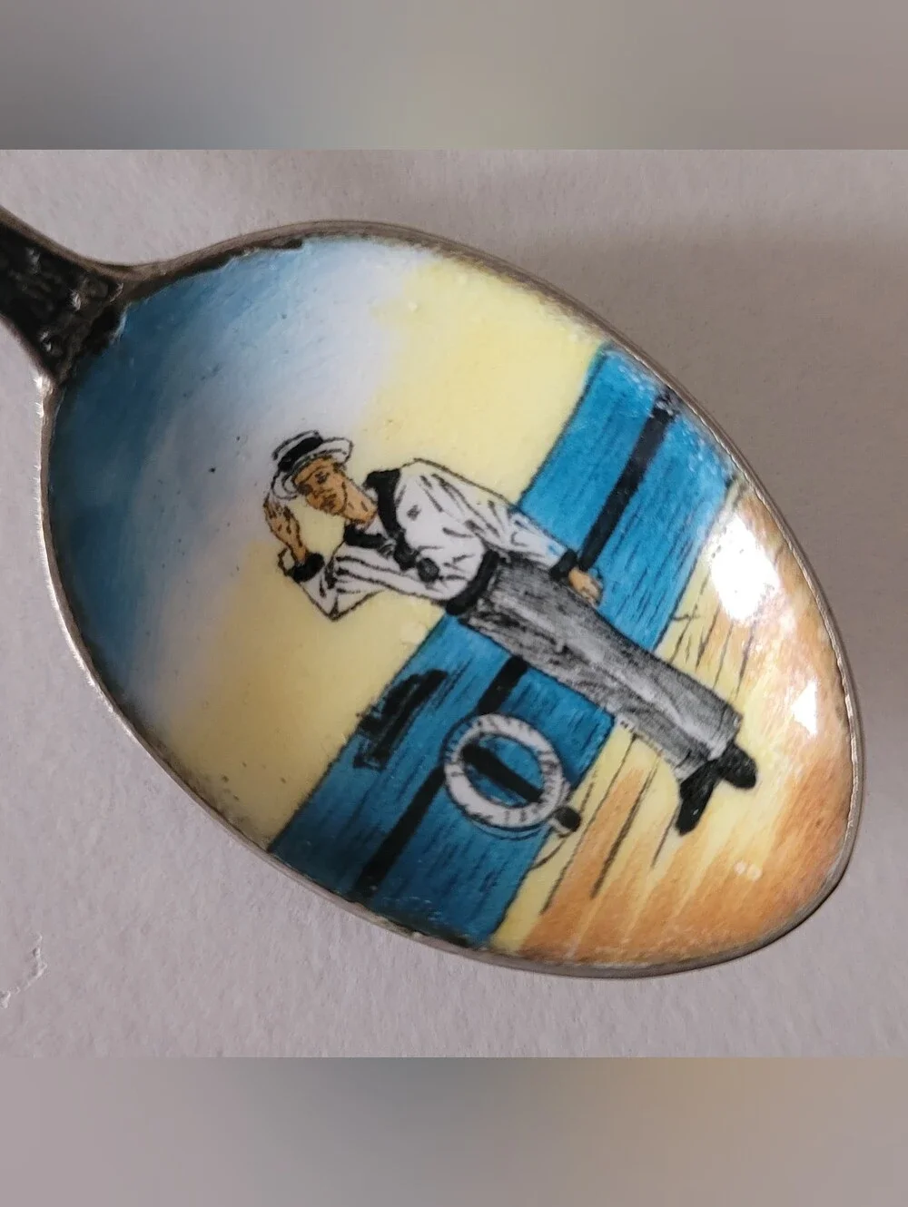 Vintage Italian Nassau Bahamas Enamel Souvenir Spoon Sailor Made in Italy